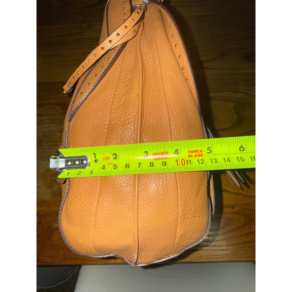 Oryany Tan Pebbled Leather Studded Hobo Shoulder Bag Gold Hardware - Picture 10 of 14